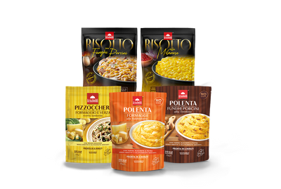 <h4>Tesori regionali</h4><p>I classici della tradizione italiana pronti in pochi minuti. Polenta cremosa con funghi porcini o con formaggio e gli amati pizzoccheri. Risotti gourmet realizzati con ingredienti selezionati, per portare il sapore della cucina italiana sulla tua tavola.</p>